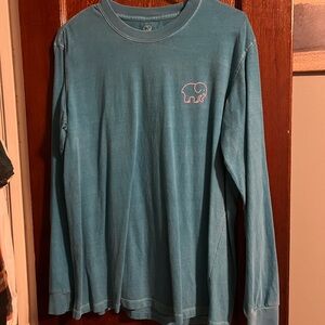 Ivory Ella Teal Long Sleeve Tee with Elephant Logo